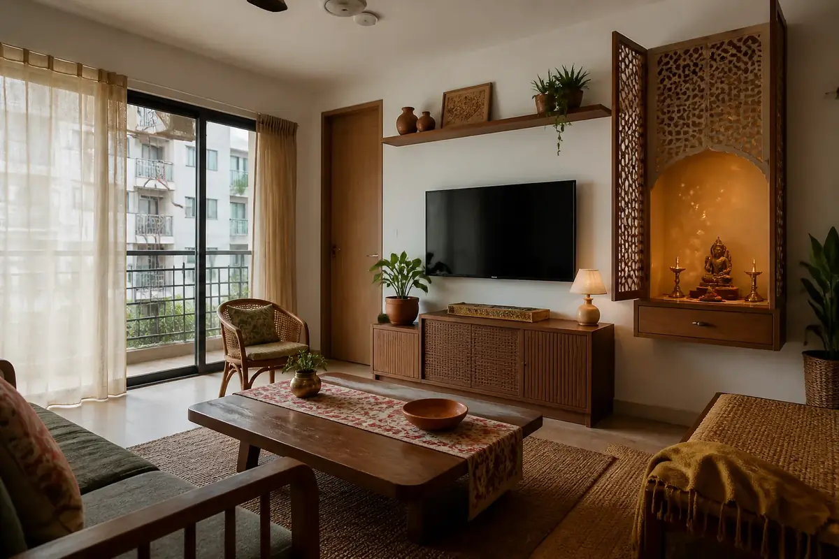 Realistic Indian contemporary apartment interior